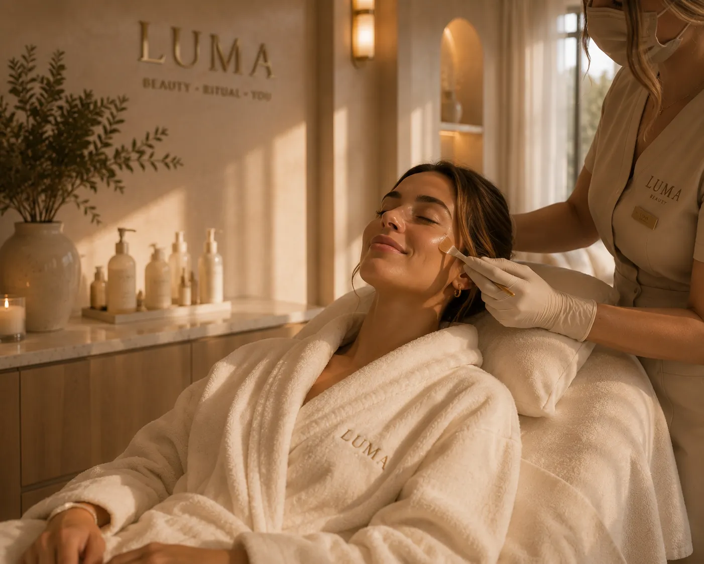 A facial treatment in progress