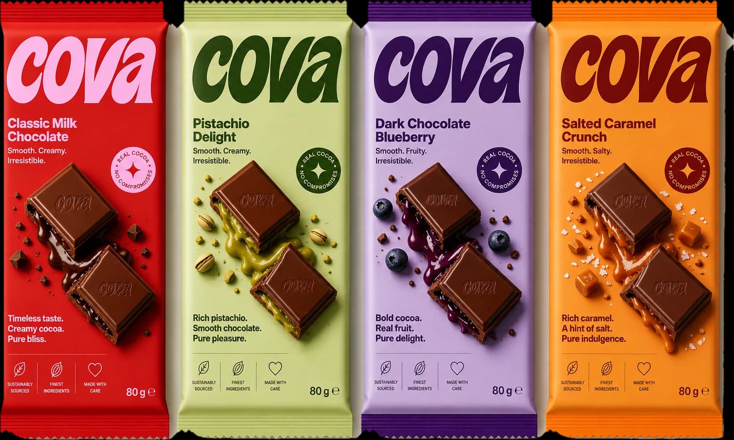 The full COVA bar range as cut-outs