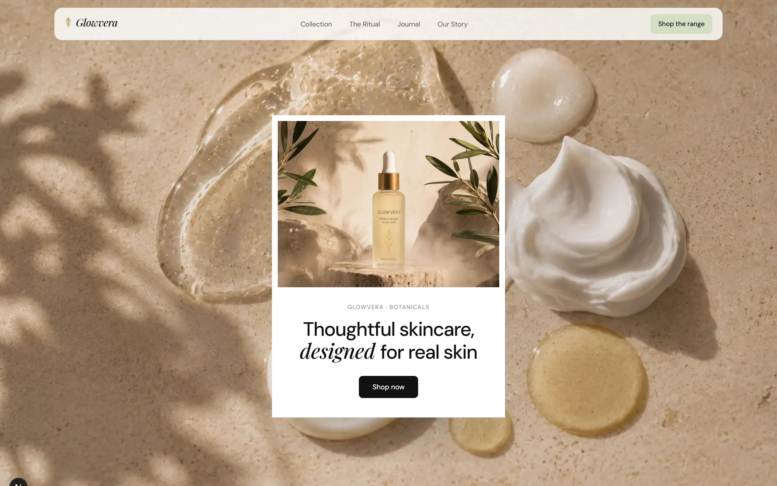 The Glowvera website