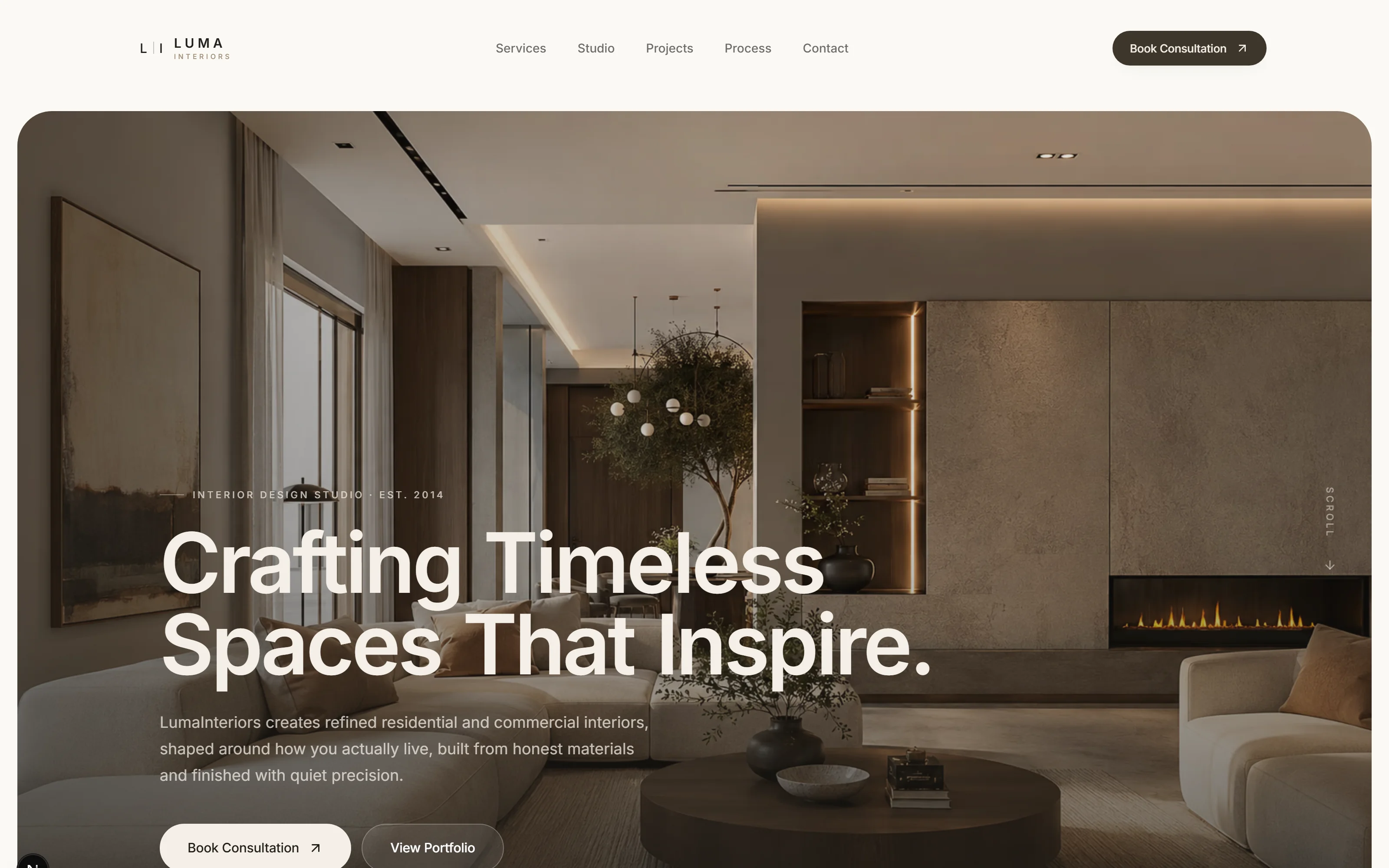 The Luma Interiors website